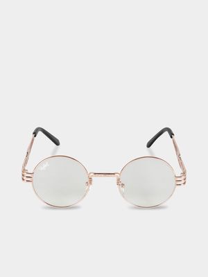 Redbat Unisex Round Nerd Gold Sunglasses