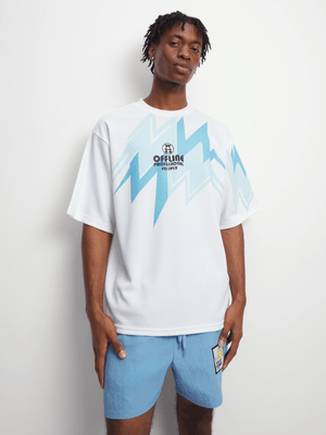 Men's White & Blue Oversized Sport Top