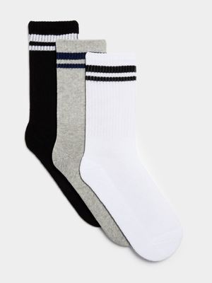 Jet Older Boys Multicolour 3 Pack Sport Socks