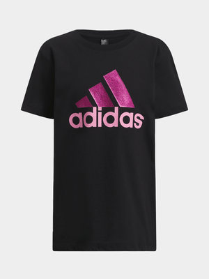 Girls adidas Bos Logo Black/Pink Tee