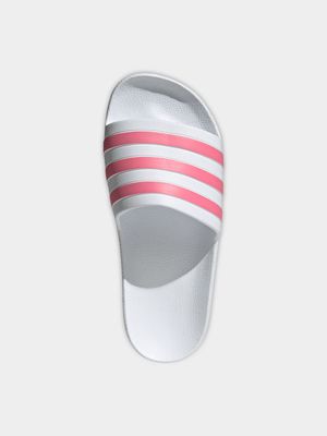 Womens adidas Adilette Aqua White/Pink Slides