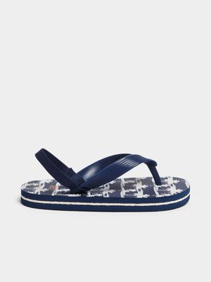 Jet Younger Boys Navy/White Palm Trees Flip Flop