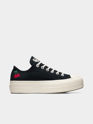 Womens Converse Chuck Taylor All Star Lift Cherries Black Platform Sneakers