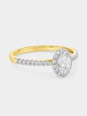 Yellow Gold 0.5ct Lab Grown Diamond Oval Halo Ring