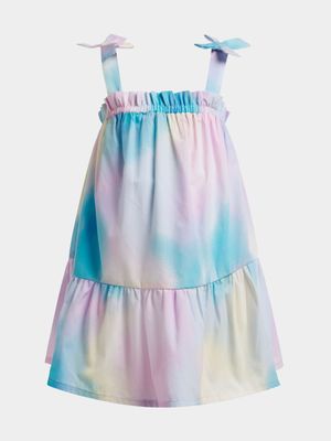 Older Girl's Tie-dye Tiered Bow Dress