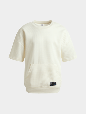 Jet Younger Boys Cream Textured T-Shirt