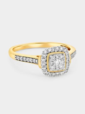 Yellow Gold 0.3ct Lab Grown Diamond Cushion Halo Ring