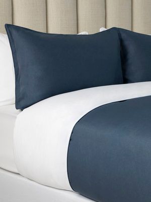 Everynight Reversible Cotton Duvet Cover Set Blue/White