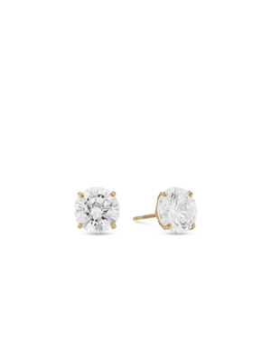 Yellow Gold, Cubic Zirconia 7mm Stud Earrings