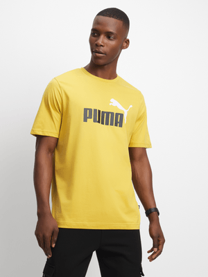 Mens Puma  Essential +2 Col Logo  Yellow Tee