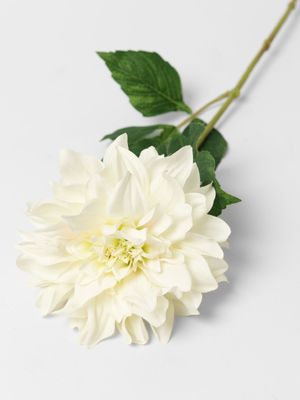 Faux Dahlia 2 Flower Stem White 63.5cm