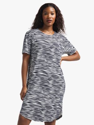 Women's Navy & White Stripe T- Shirt Dress