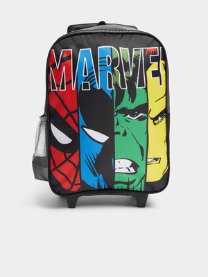 Jet Kids Multicolour Marvel Faces School Trolley Bag