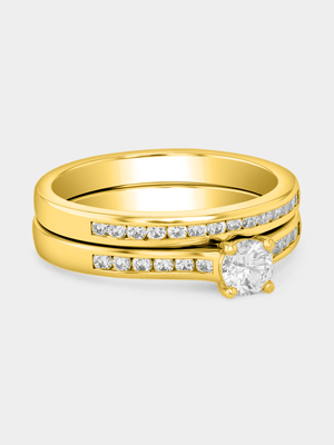 Yellow Gold 0.7ct Lab Grown Diamond Solitaire Channel Twinset Ring