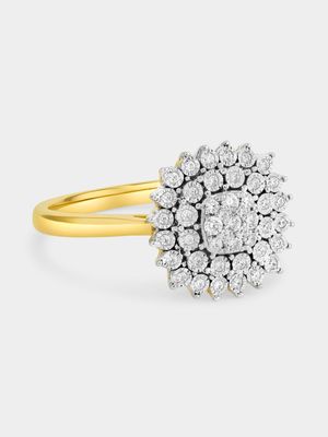 Yellow Gold 0.2ct Lab Grown Diamond Cushion Cluster Ring