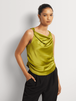 Satin High Neck Twist Top