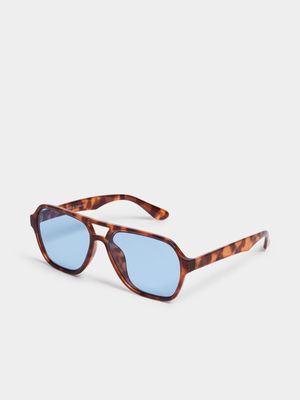 Jet Men's Blue Lens Tort Frame Sunglasses