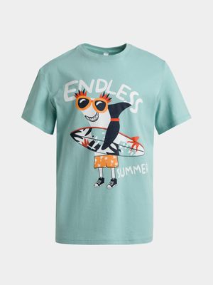 Older Boy's Blue Graphic Print T-Shirt