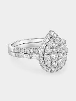 White Gold 1ct Lab Grown Diamond Pear Cluster Twinset Ring