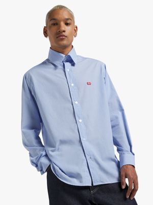 Yarns Men's Button Through Blue Shirt