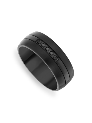 Zirconium Black Cubic Zirconia Channel Men's Rings