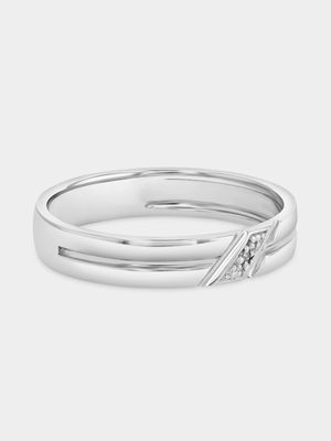 Sterling Silver & Diamond Men's Wedding Band