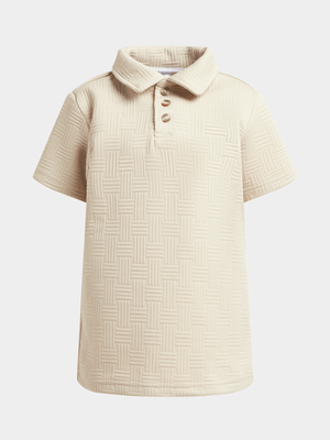 Jet Younger Boys Stone Textured Golf Shirt