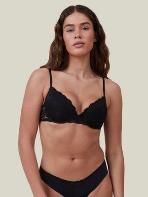 Women's Cotton On Black Everyday Lace Lightly Lined Bra