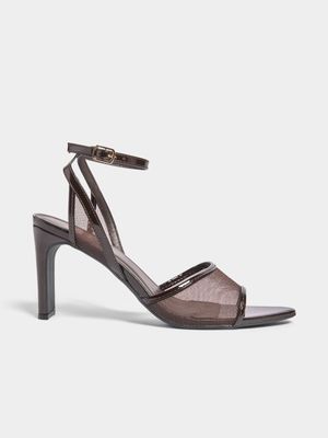 Jet Women's Brown Mesh Ankle Strap Heels