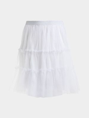 Jet Older Girls White Mesh Skirt