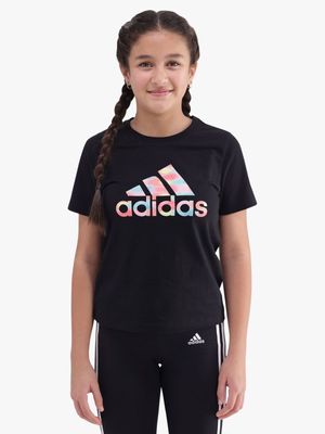 Girls adidas Neon Wave Black Tee