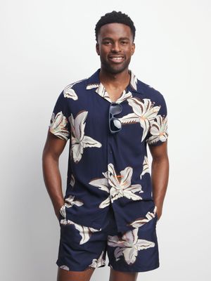 Jet Men's Navy Floral Shirt