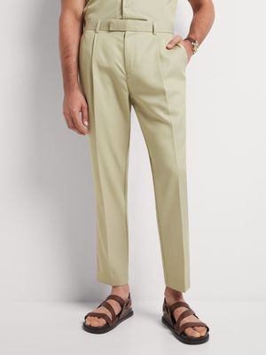 Men's Markham Pleated Tapered Tencel Green Trouser