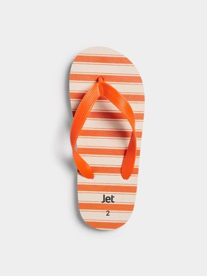 Jet Older Boys Orange/White Stripe Flip Flop