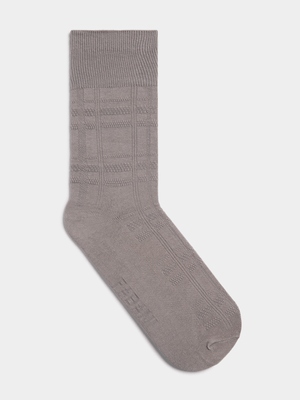 Fabiani Men's Silver Grey Self Pattern Jaquard Window Pane Socks