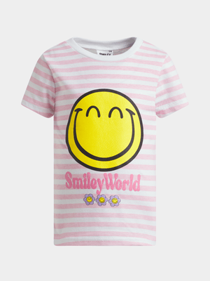 Jet Younger Girls Pink/White Smiley World T-Shirt