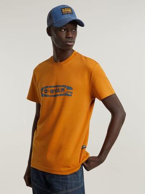 G-Star Men's Destroyed Old Skool Logo Orange T-Shirt