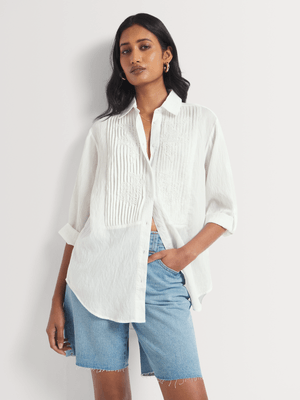 Luella Linen-like Anglaise Overlay Shirt