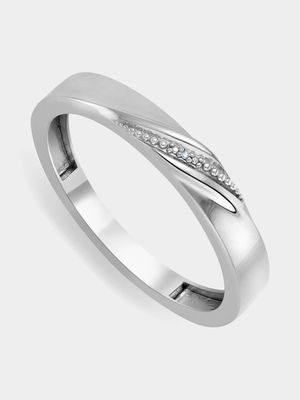 Sterling Silver & Diamond Men's Wedding Band