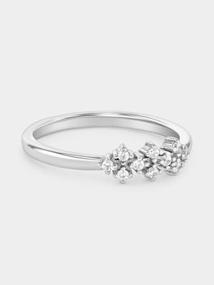 Sterling Silver Cubic Zirconia Pavé Cluster Promise Ring