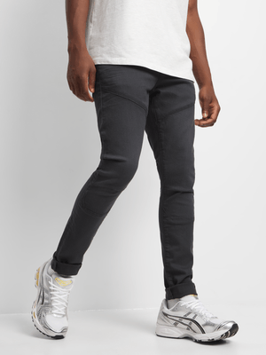 Redbat Men's Coated Charcoal Super Skinny Jeans