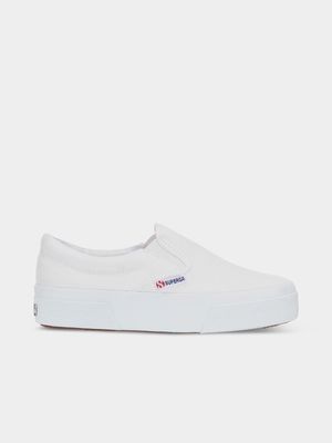 Womens Superga 2740 Slip-On White Platform Sneakers