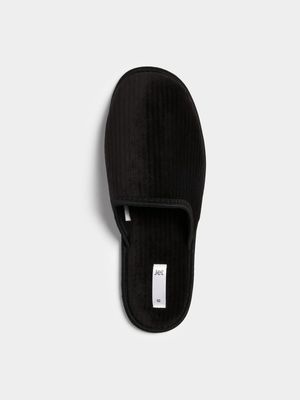 Jet Men's Black Corduroy Mule Slippers