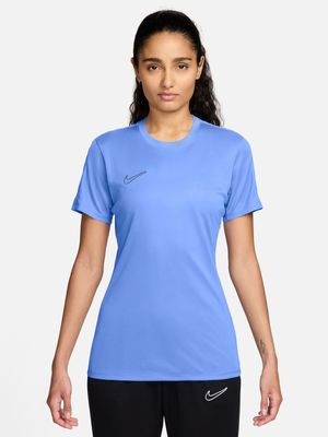 Womens Nike Dri-Fit Academy Short Sleeve Blue Soccer Top