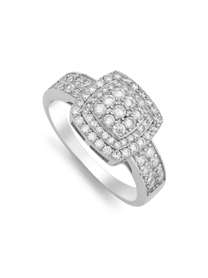 Sterling Silver Cubic Zirconia Square Cluster Dress Ring