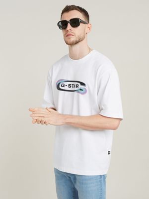 G-Star Men's Gradient Old Skool Logo White Boxy T-Shirt