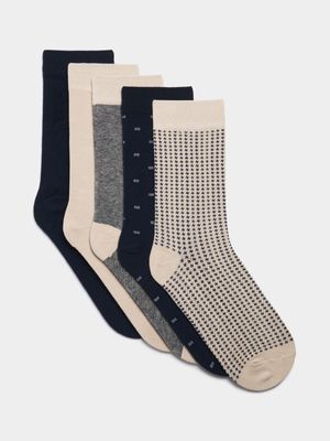 Men's Markham 5 Pack Nine To Five Natural/Navy Socks