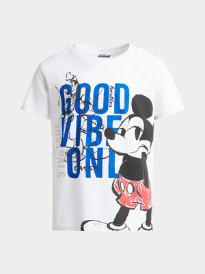 Jet Older Boys White Mickey Mouse T-Shirt