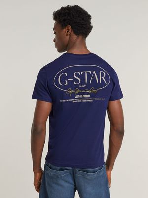 G-Star Men's Circle Back Graphic Imperial Blue T-SHIRT