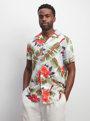 Jet Men's Multicolour Leaf Print Shirt